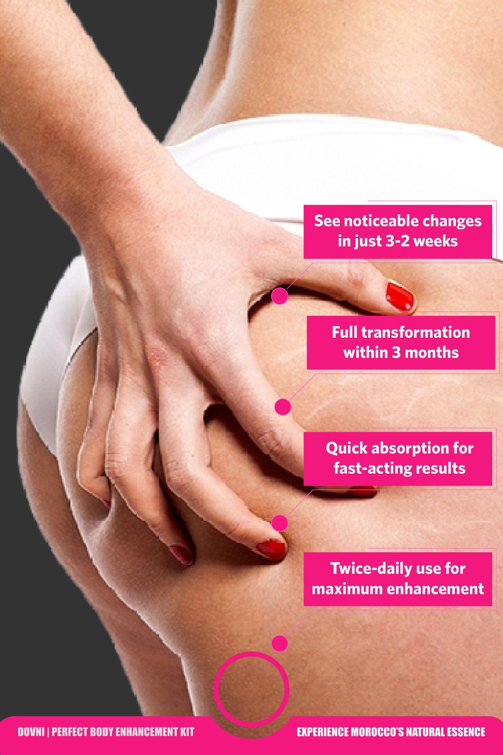 Crema per valorizzare fianchi e glutei con curve attraenti