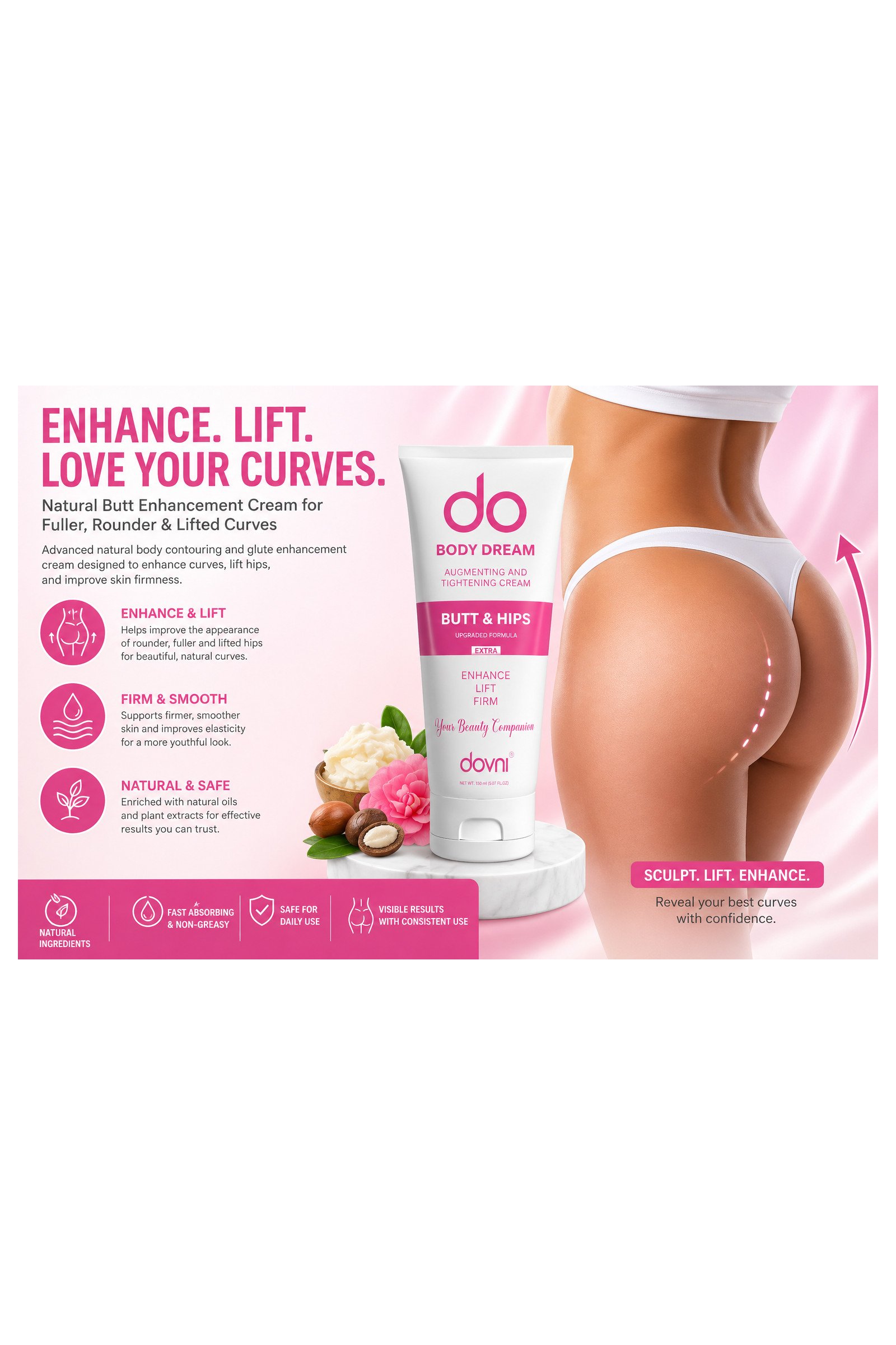 Butt Enhancement Cream | Natural Hip & Glute Lift for Fuller Curves