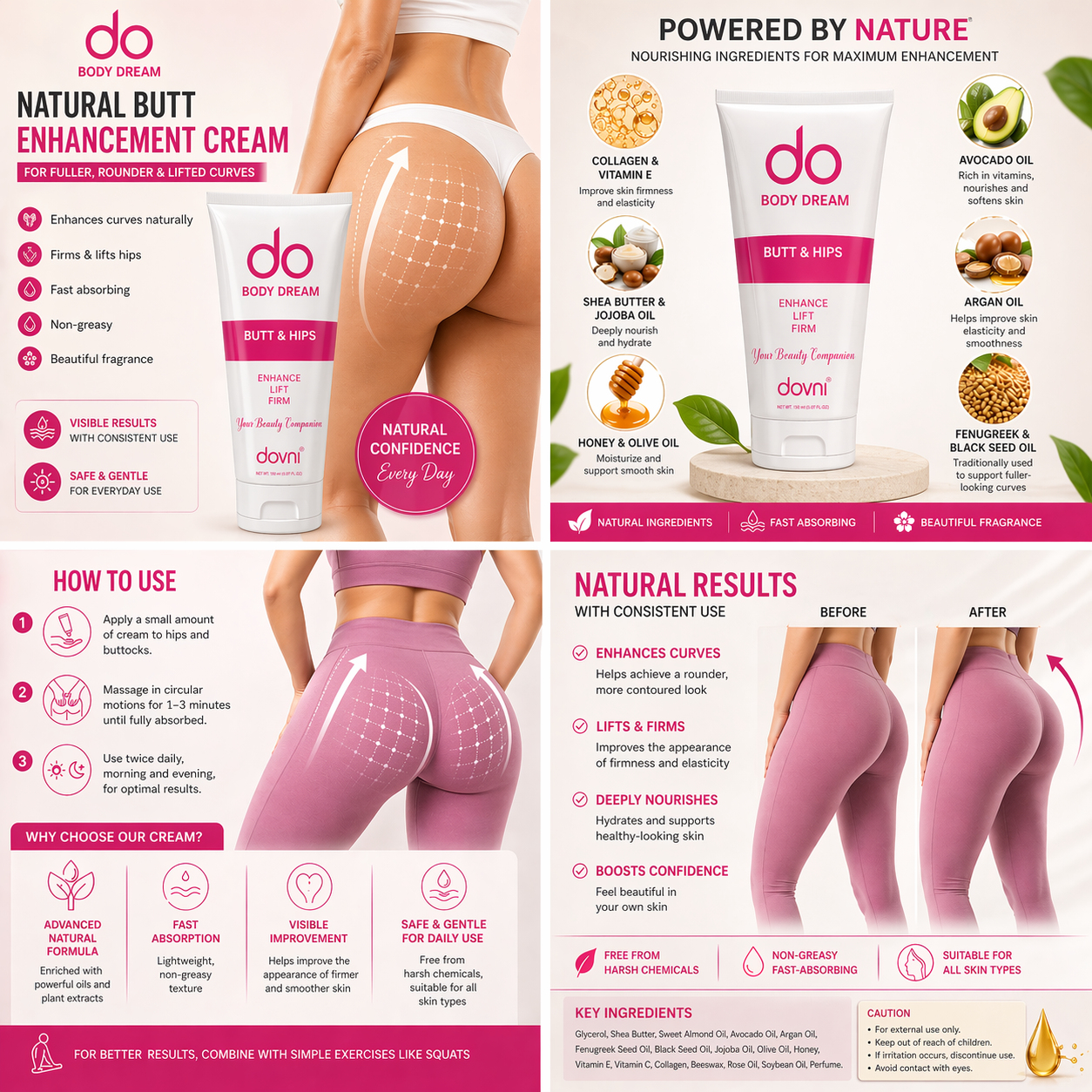 Natural Butt Enhancement Cream for Fuller, Rounder & Lifted Curves